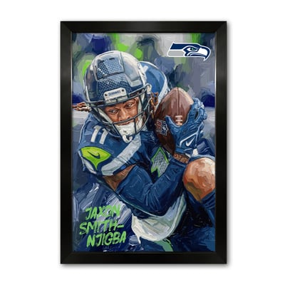 Jaxon Smith-Njigba Seattle Seahawks 14" x 20" Framed Football Player Action Portrait – Artist Series Print