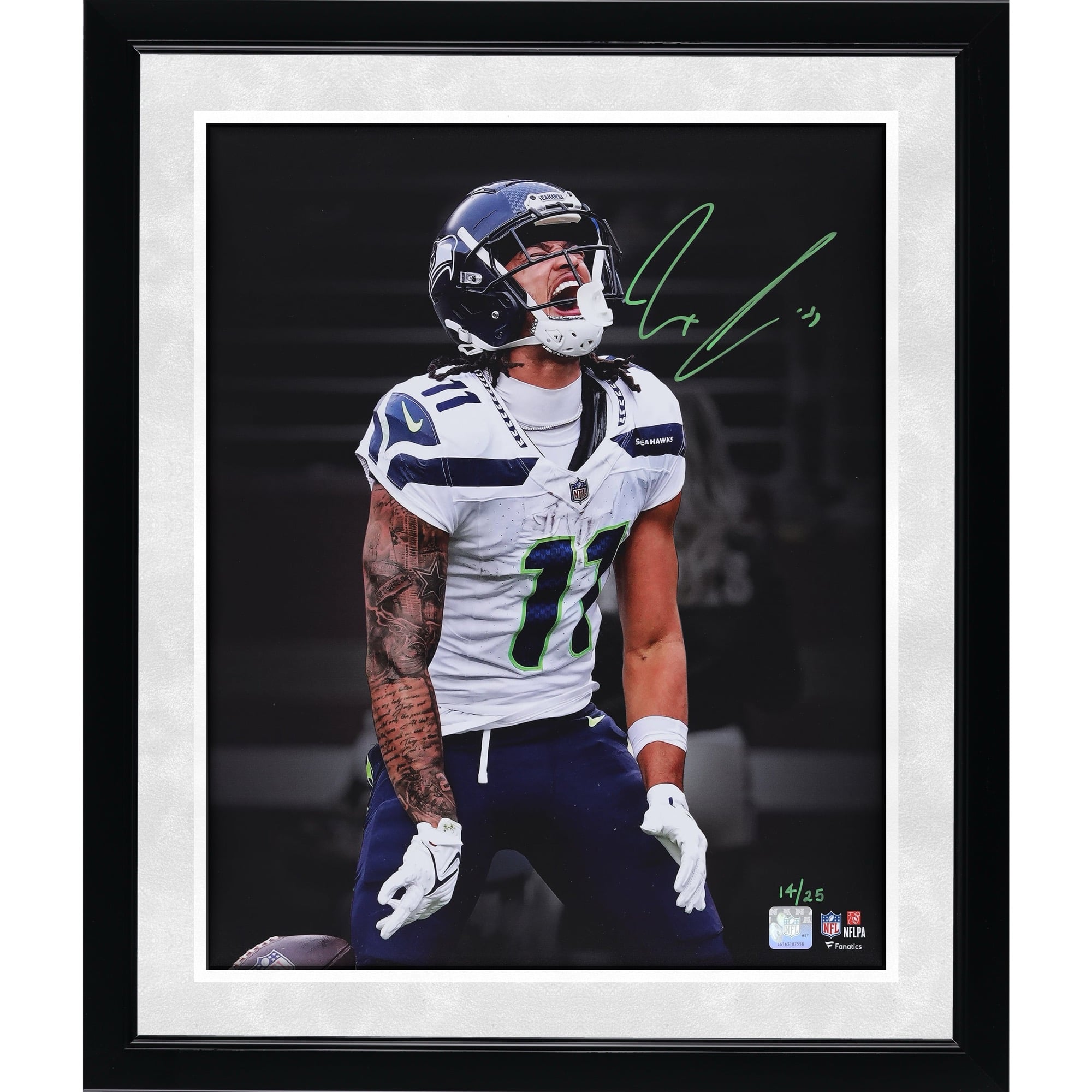 Photo dédicacée de Jaxon Smith-Njigba (Seattle Seahawks) - 40,6 x 50,8 cm (16 x 20 pouces) - Édition limitée à 25 exemplaires