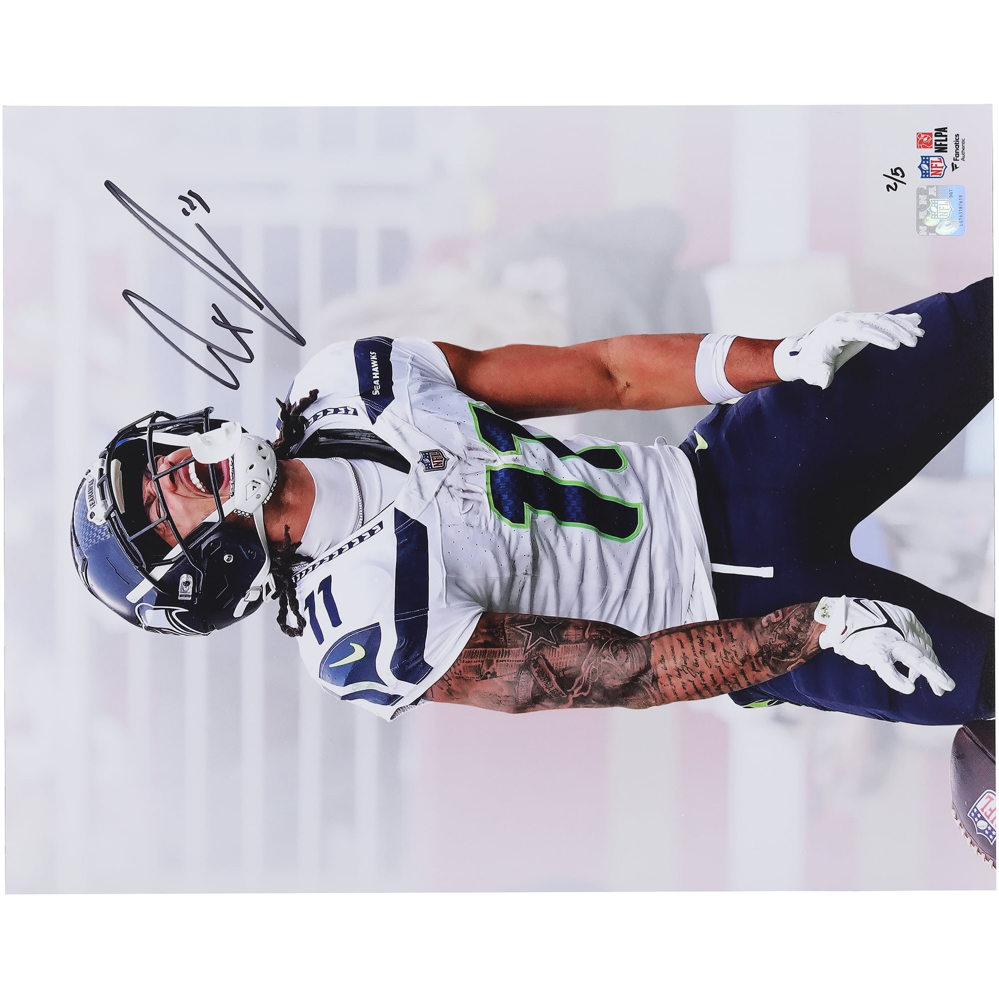 Jaxon Smith-Njigba Seattle Seahawks Autographed 16" x 20" Unleashed White Spotlight Photograph with Black Signature - Limited Edition of 5