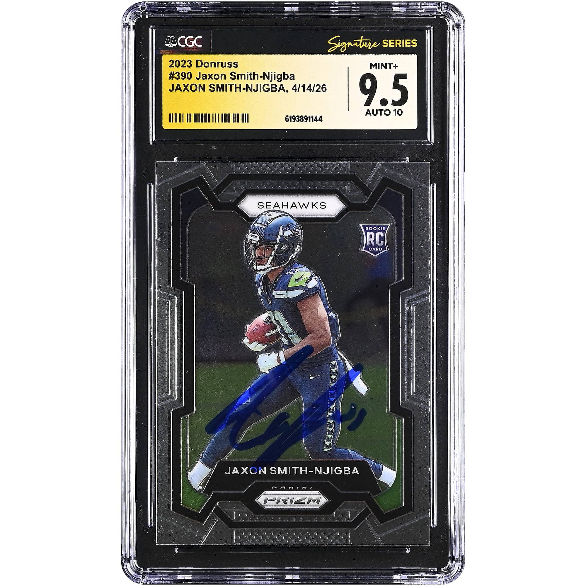 Jaxon Smith-Njigba Seattle Seahawks Autographed 2023 Donruss #390 CGC Fanatics Witnessed Authenticated 9.5/10 Rookie Card