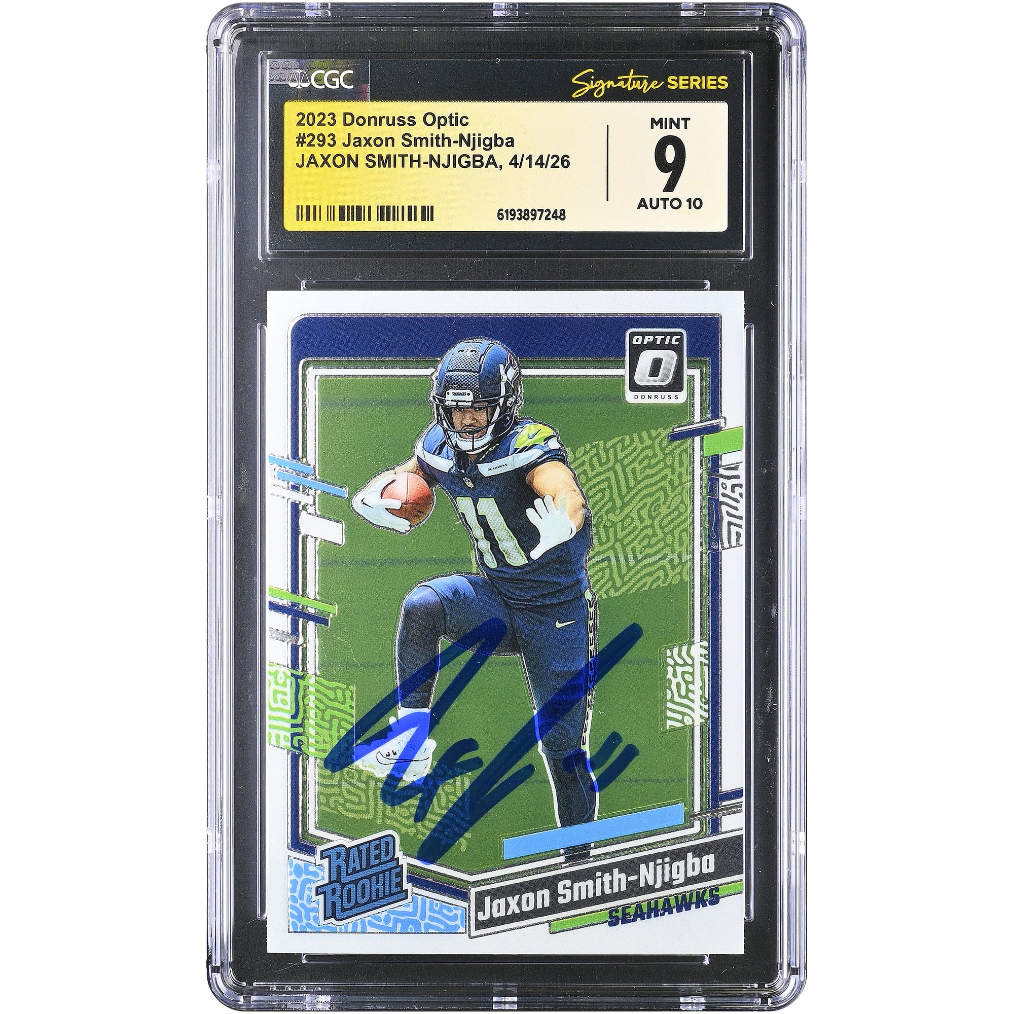 Jaxon Smith-Njigba Seattle Seahawks Autographed 2023 Donruss Optic #293 CGC Fanatics Witnessed Authenticated /10 Rookie Card