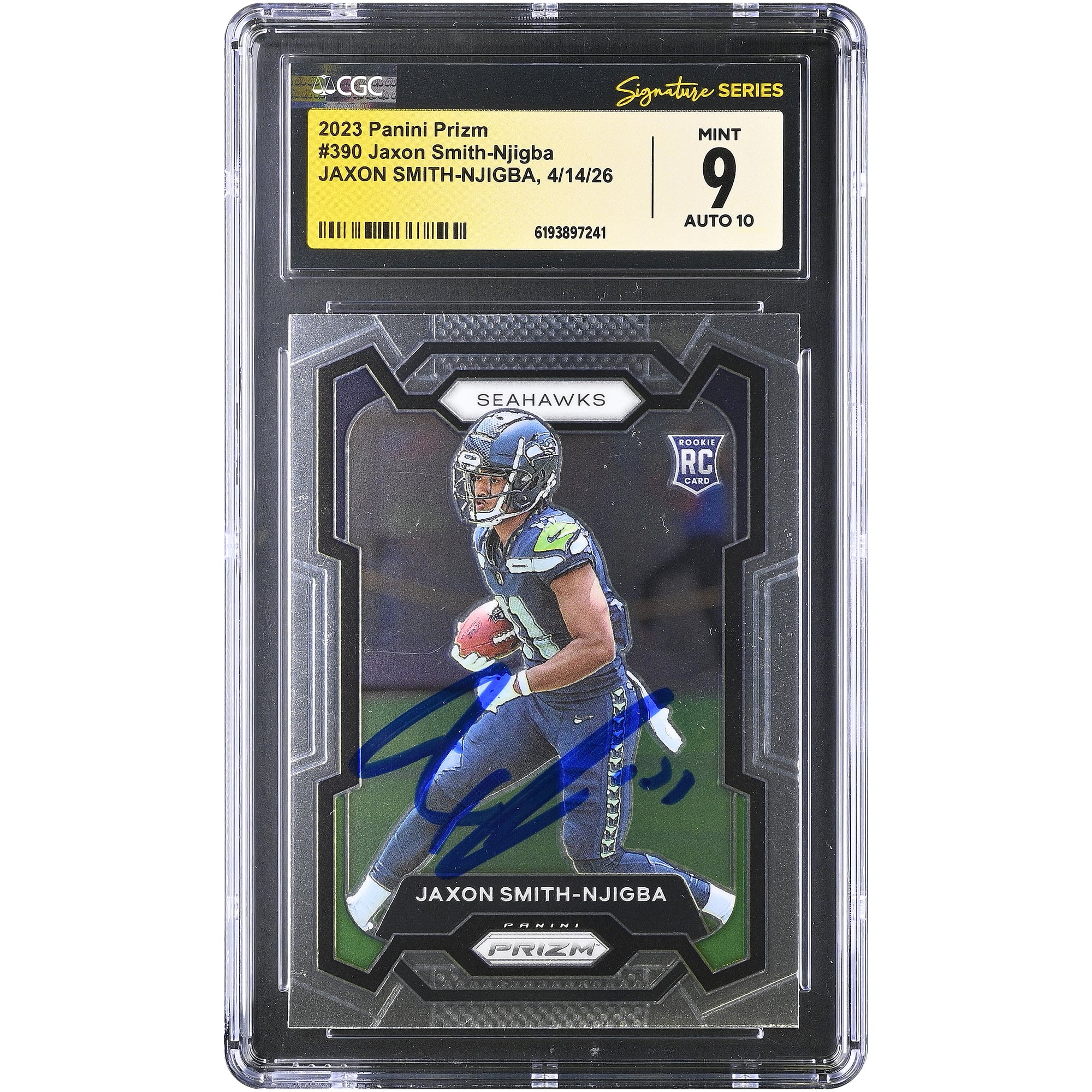 Jaxon Smith-Njigba Seattle Seahawks Autographed 2023 Panini Prizm #390 CGC Fanatics Witnessed Authenticated /10 Rookie Card