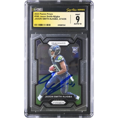 Jaxon Smith-Njigba Seattle Seahawks Autographed 2023 Panini Prizm #390 CGC Fanatics Witnessed Authenticated 9/10 Rookie Card