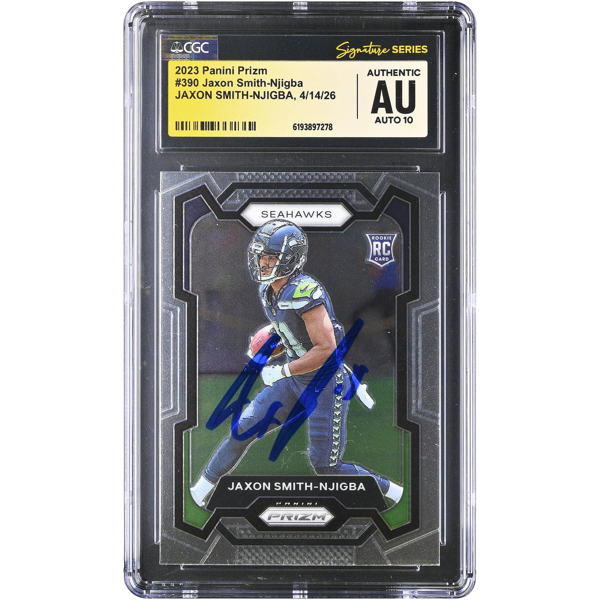 Jaxon Smith-Njigba Seattle Seahawks Autographed 2023 Panini Prizm #390 CGC Fanatics Witnessed Authenticated AUTO 10 Rookie Card