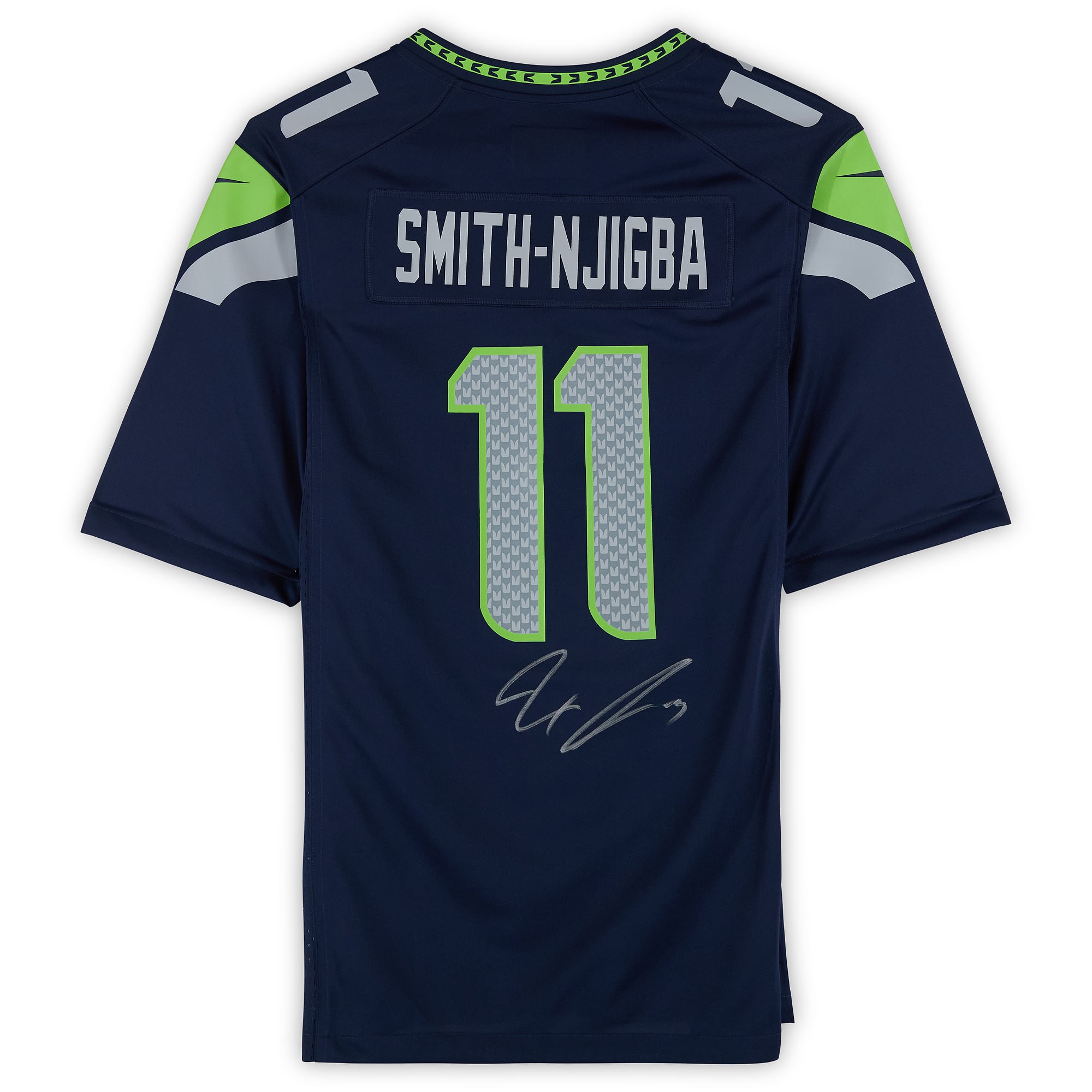 Maillot de match universitaire Nike bleu marine autographié par Jaxon Smith-Njigba des Seahawks de Seattle, champions du Super Bowl LX