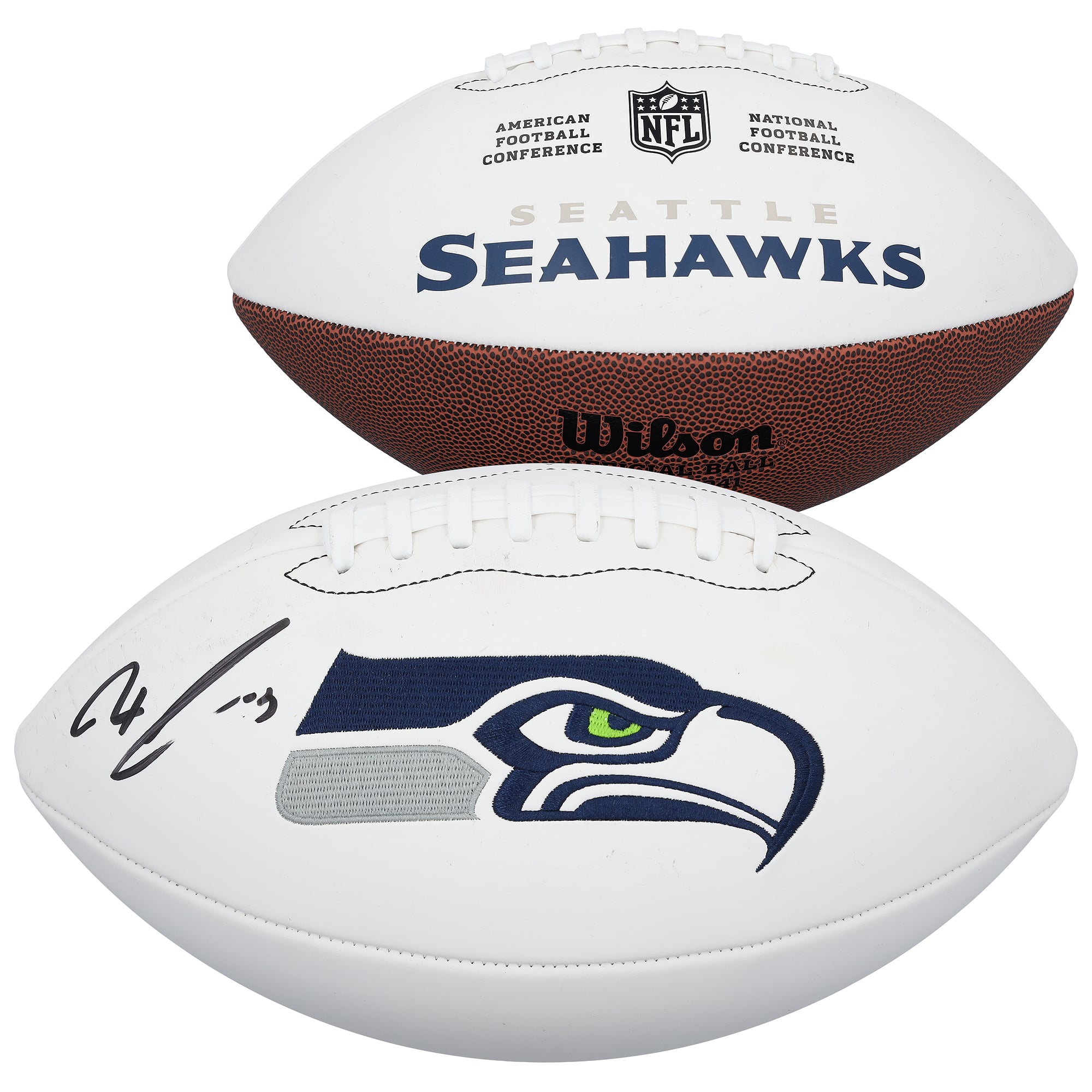 Jaxon Smith-Njigba Seattle Seahawks Autographed Wilson White Panel Football