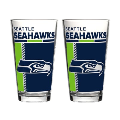 Ensemble de deux verres à bière de 473 ml (16 oz) aux couleurs des Seattle Seahawks