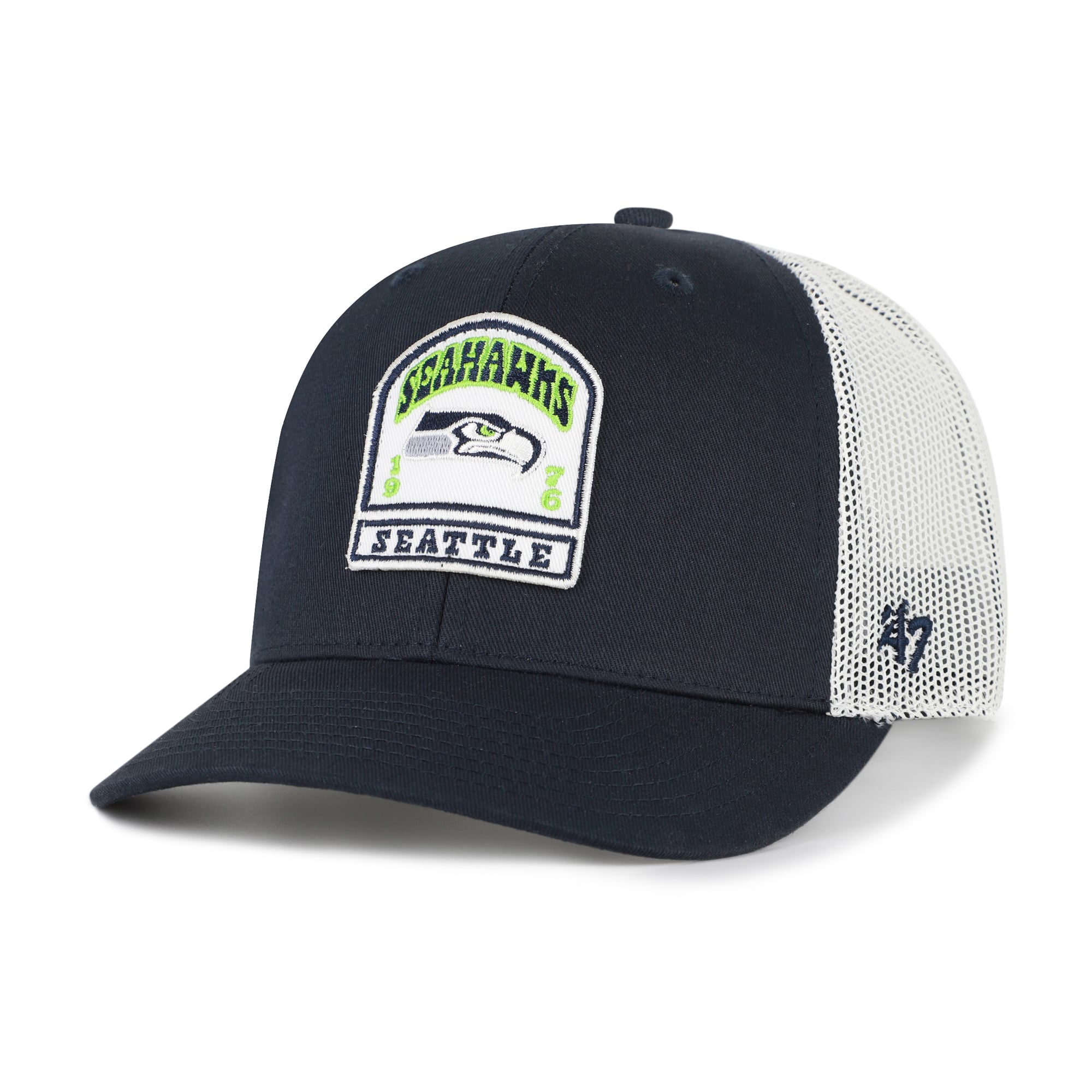 Casquette trucker ajustable pour homme, modèle 47 College Navy Seattle Seahawks Headstone