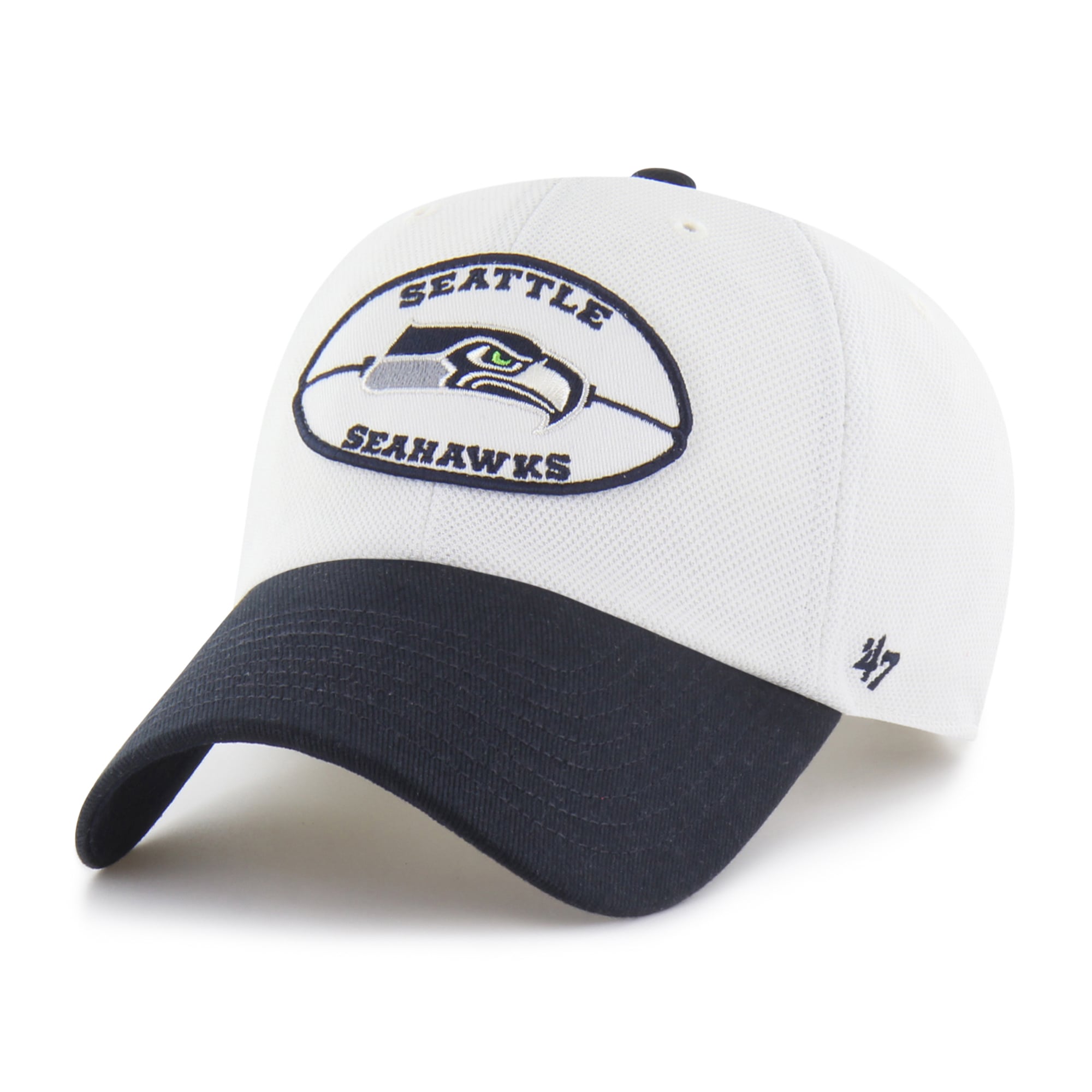 Men's '47 Cream/Navy Seattle Seahawks Pique Patch Clean Up Adjustable Hat