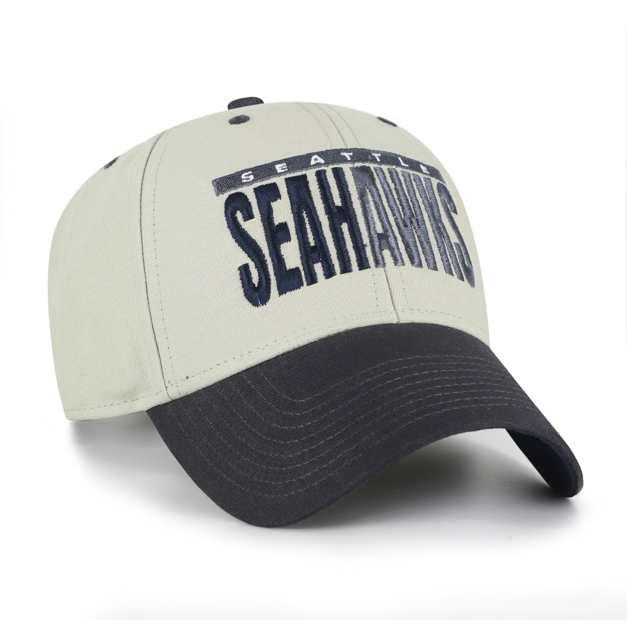 Casquette ajustable Seattle Seahawks MVP grise et noire pour homme, modèle 47, inscription demi-bloc.