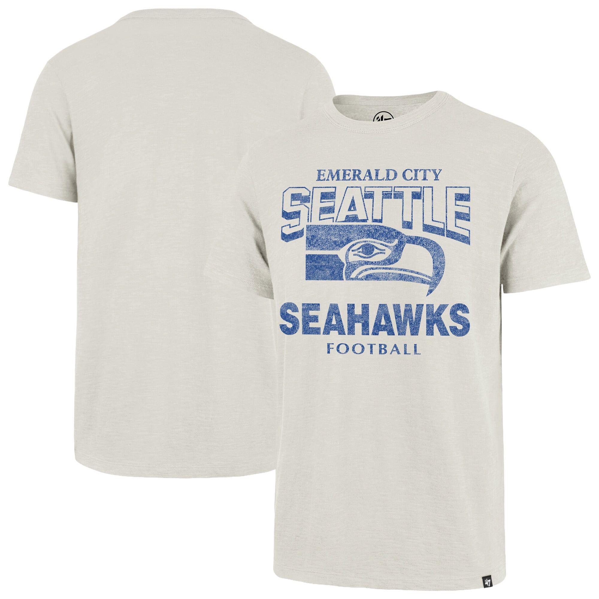 Men's '47 Natural Seattle Seahawks Head On Scrum Slub T-Shirt