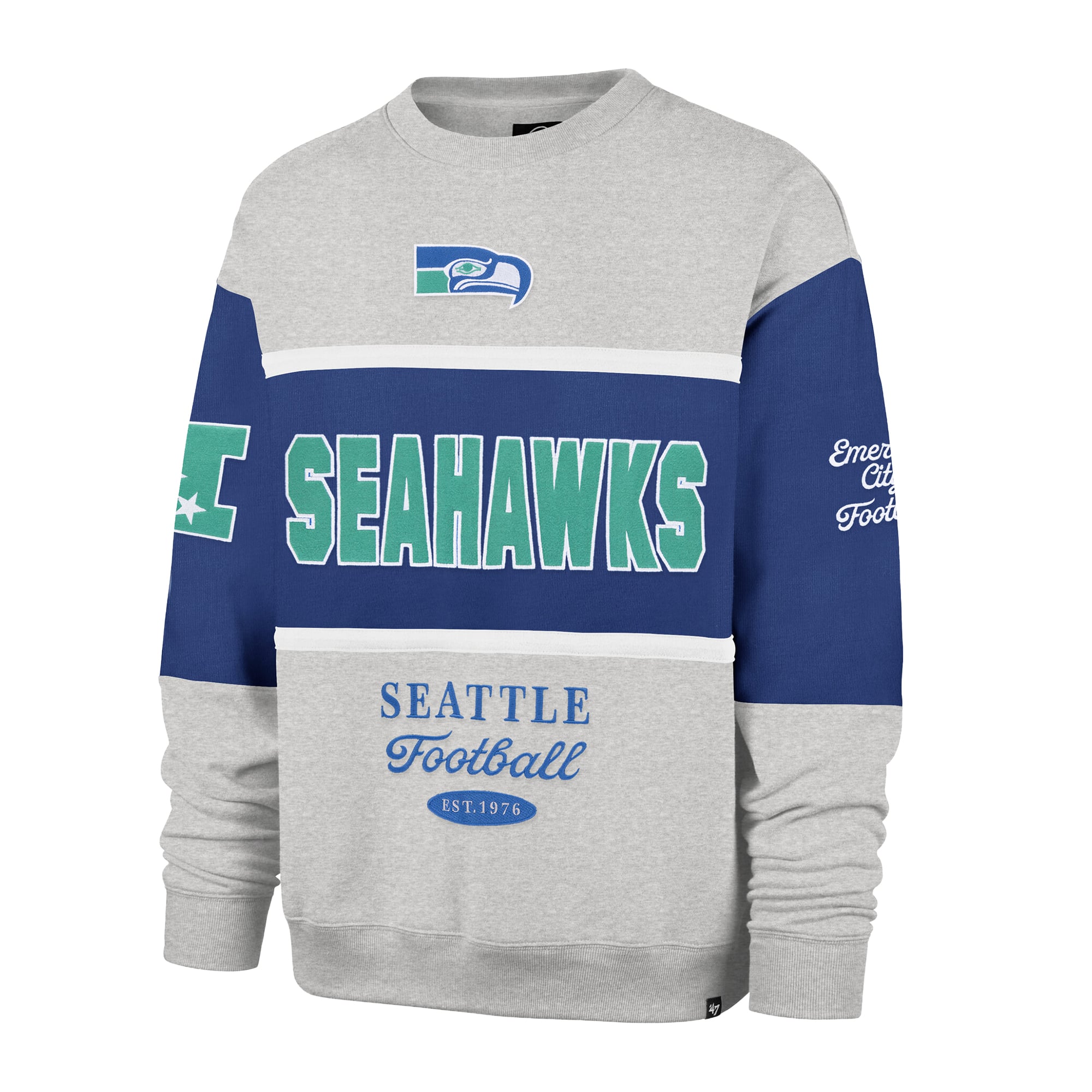 Sweat-shirt homme '47 Royal/Gris chiné Seattle Seahawks Blockfield Maximalist