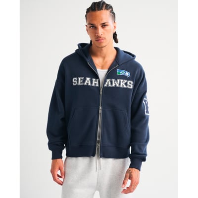 Seattle Seahawks Abercrombie & Fitch  Fleece Full-Zip Hoodie - Navy