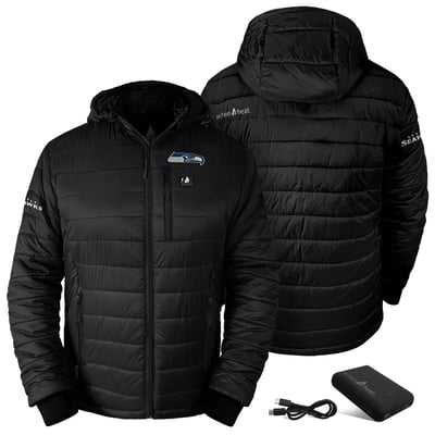 Seattle Seahawks ActionHeat 5V Battery Heated Insulated Puffer Full-Zip Hoodie Jacket - Black