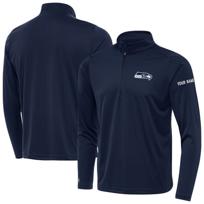 Seattle Seahawks Antigua  Personalized Tribute Quarter-Zip Pullover - College Navy