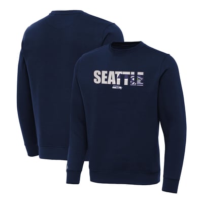 Seattle Seahawks Antigua Woodland Camo Victory Sweatshirt - College Navy