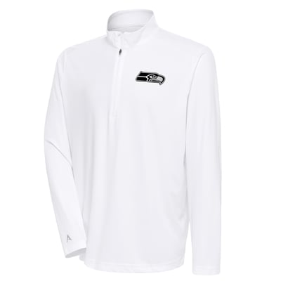 Seattle Seahawks Antigua Metallic Logo Tribute Quarter-Zip Top - White