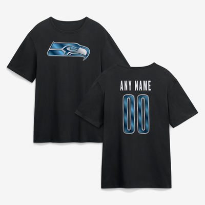 Seattle Seahawks Big & Tall Forged Mascot Personalized Name & Number T-Shirt - Black