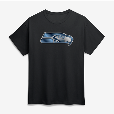 Seattle Seahawks Big & Tall Metallic Mascot T-Shirt - Black