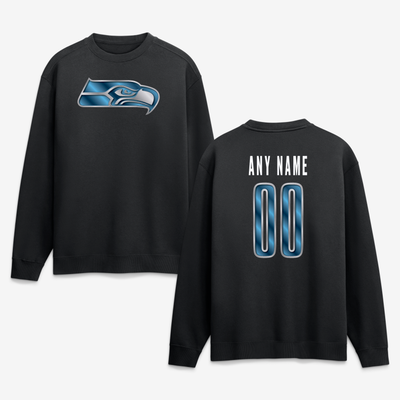 Seattle Seahawks  Forged Mascot Personalized Name & Number Sweatshirt - Black