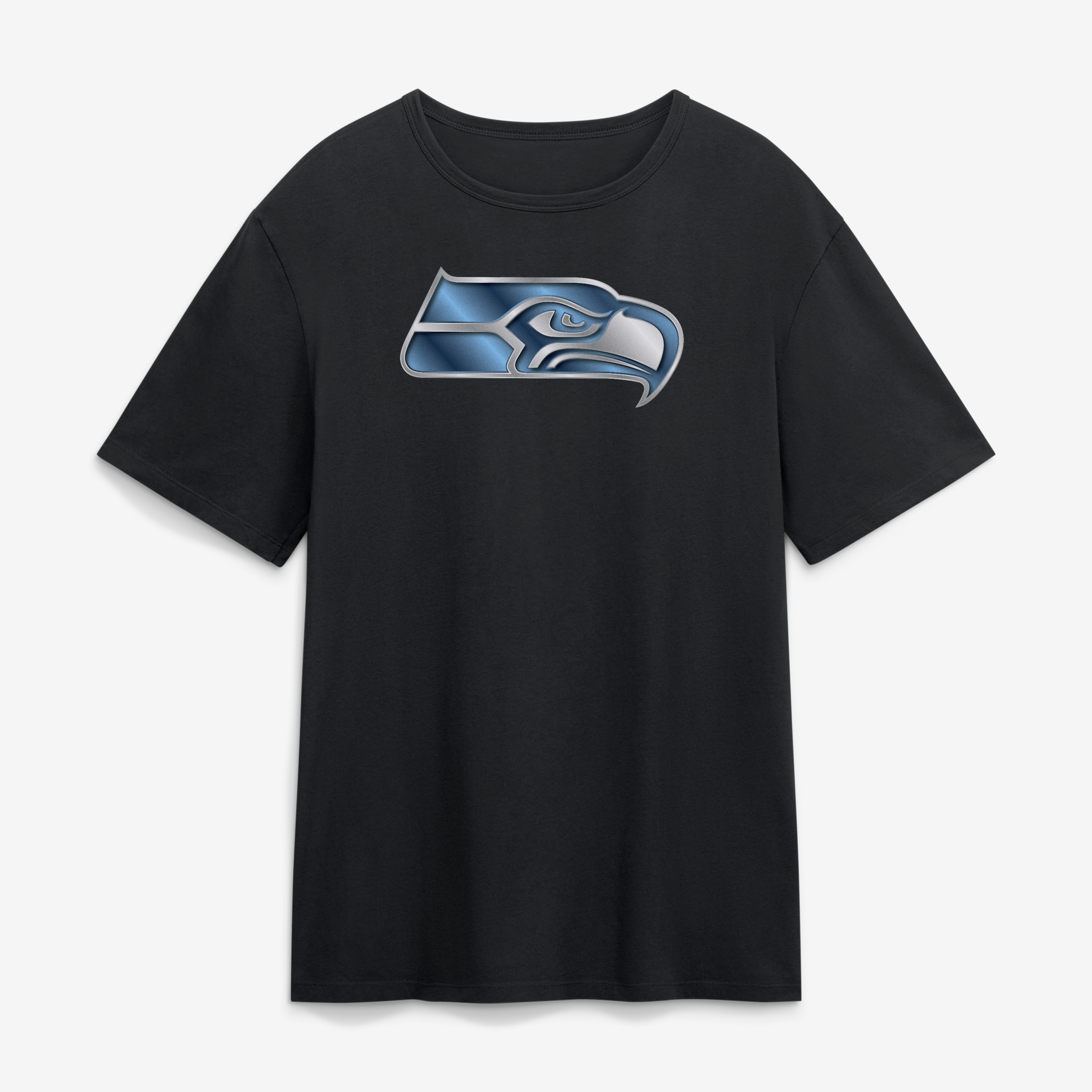T-shirt noir pour homme Seattle Seahawks avec mascotte métallique