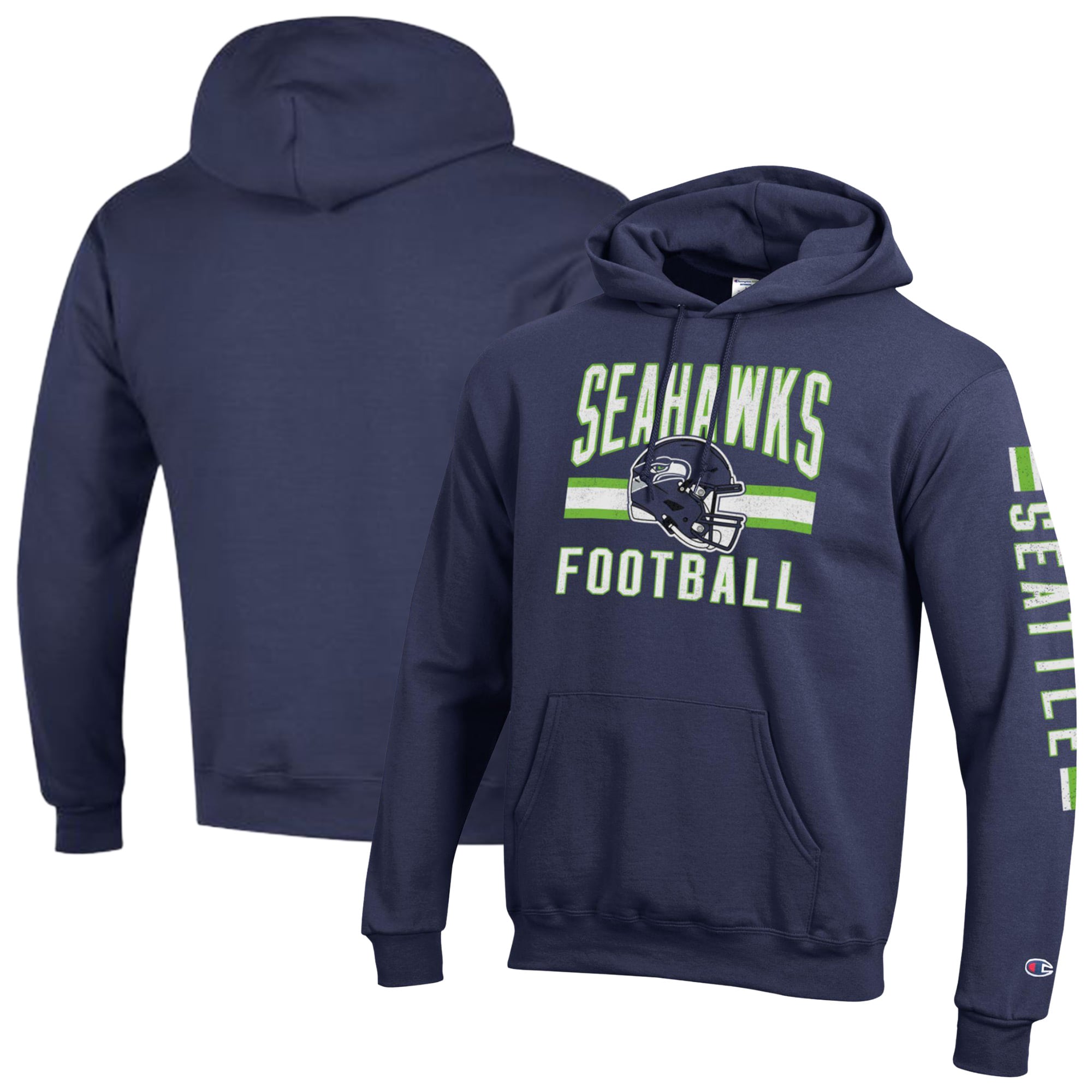 Men's Champion  College Navy Seattle Seahawks Powerblend Hoodie