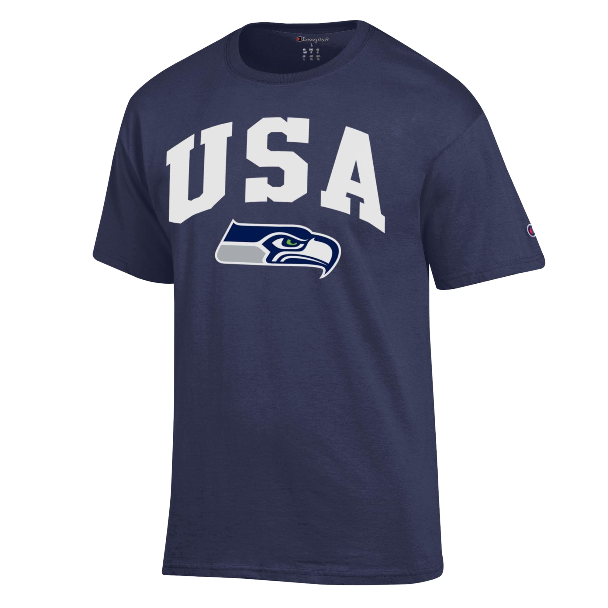 T-shirt Champion bleu marine Seattle Seahawks pour homme, style américain