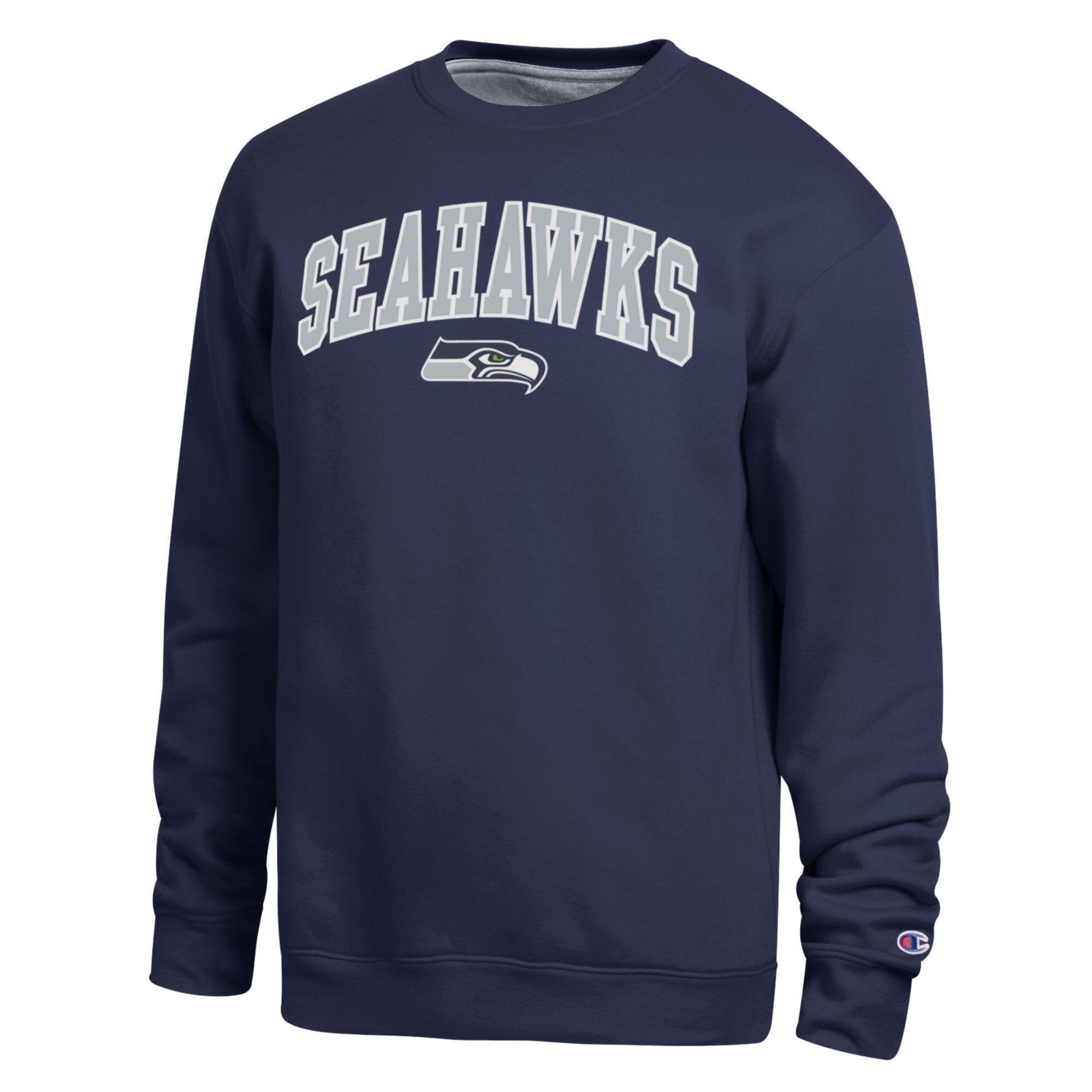 Men's Champion  Navy Seattle Seahawks Contrast Lined Sweatshirt