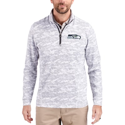 Seattle Seahawks Cutter & Buck   Traverse Camo Print Stretch Quarter-Zip Top - Charcoal
