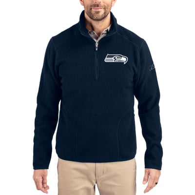 Seattle Seahawks Cutter & Buck Cascade Eco Sherpa Fleece Quarter-Zip Pullover Jacket - College Navy