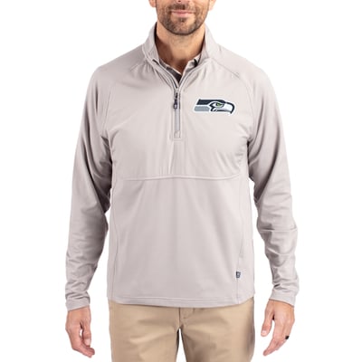Seattle Seahawks Cutter & Buck Adapt Eco Knit Hybrid Recycled Quarter-Zip Raglan Jacket - Gray