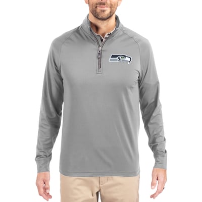 Seattle Seahawks Cutter & Buck Adapt Eco Knit Quarter-Zip Pullover Jacket - Gray