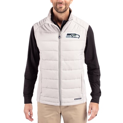 Seattle Seahawks Cutter & Buck Primary Mark Evoke PrimaLoft Hybrid Eco Softshell Recycled Full-Zip Vest - Gray