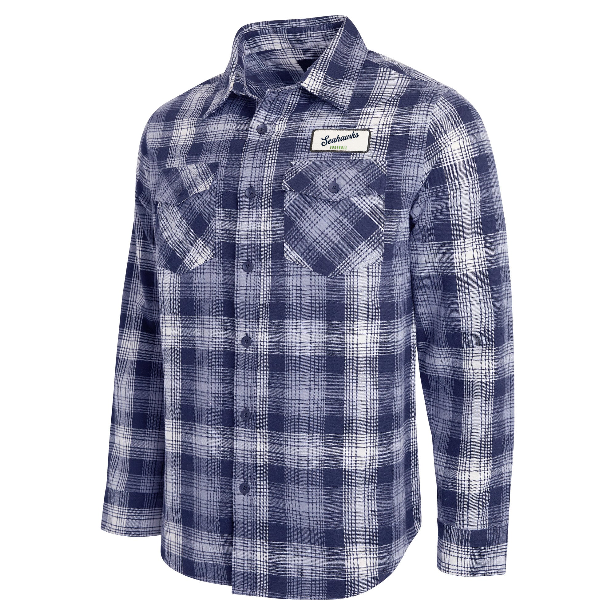 Chemise à carreaux en flanelle manches longues boutonnée, collection Darius Rucker pour homme par Fanatics College, Seattle Seahawks, bleu marine.
