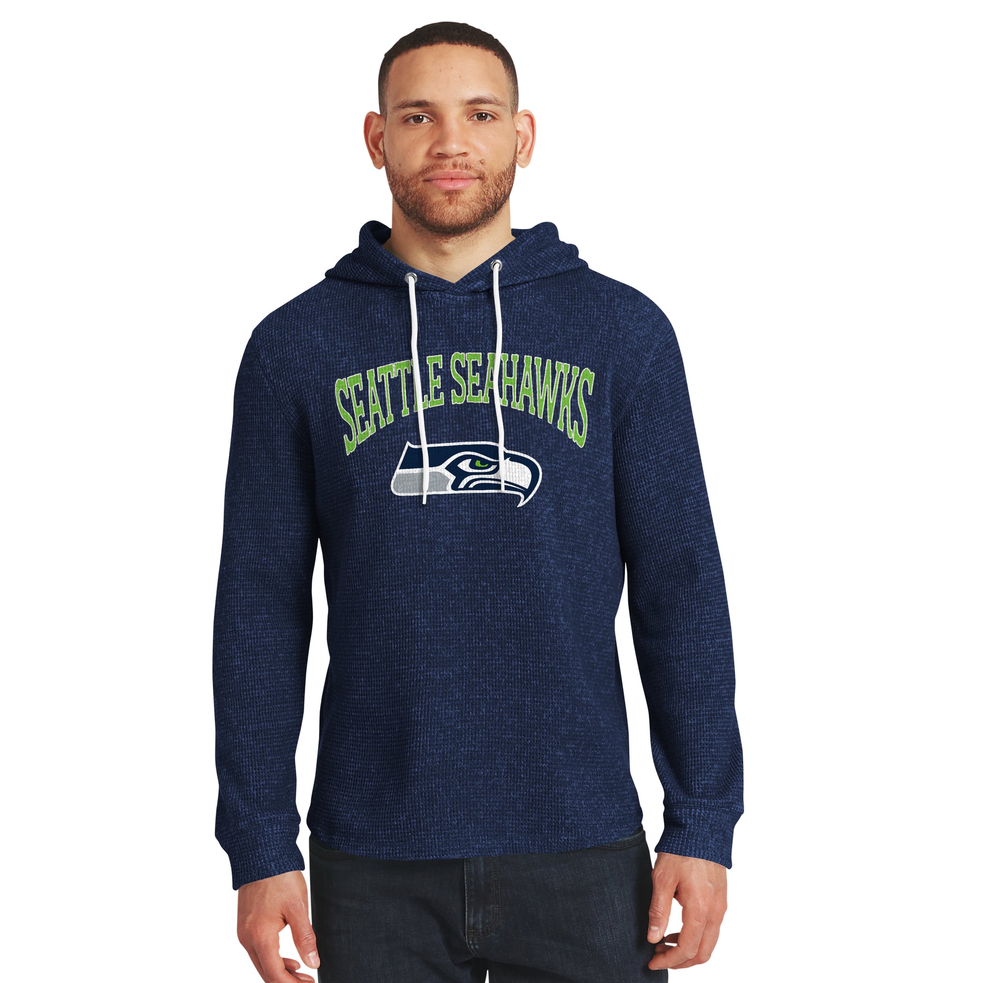 Collection Darius Rucker pour homme par Fanatics College T-shirt à manches longues en maille gaufrée et mélange de trois tissus Seattle Seahawks, bleu marine universitaire