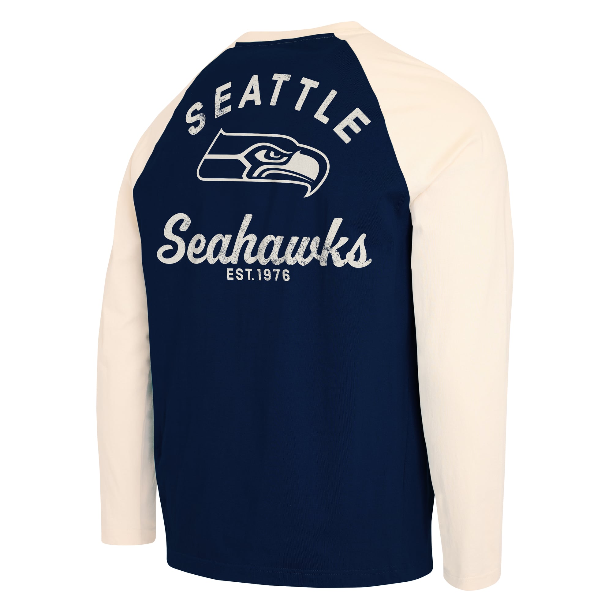 T-shirt Henley à manches longues Darius Rucker Collection pour homme par Fanatics College, bleu marine et blanc, Seattle Seahawks