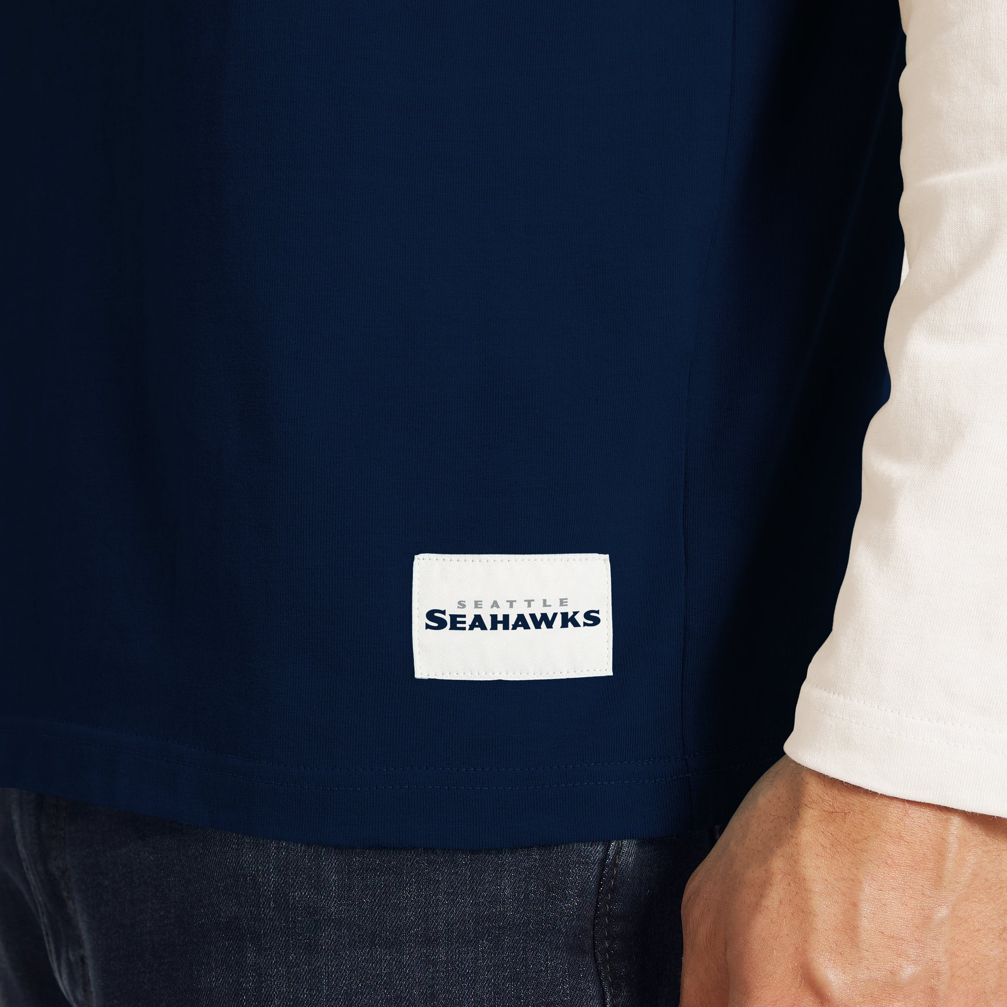 T-shirt Henley à manches longues Darius Rucker Collection pour homme par Fanatics College, bleu marine et blanc, Seattle Seahawks