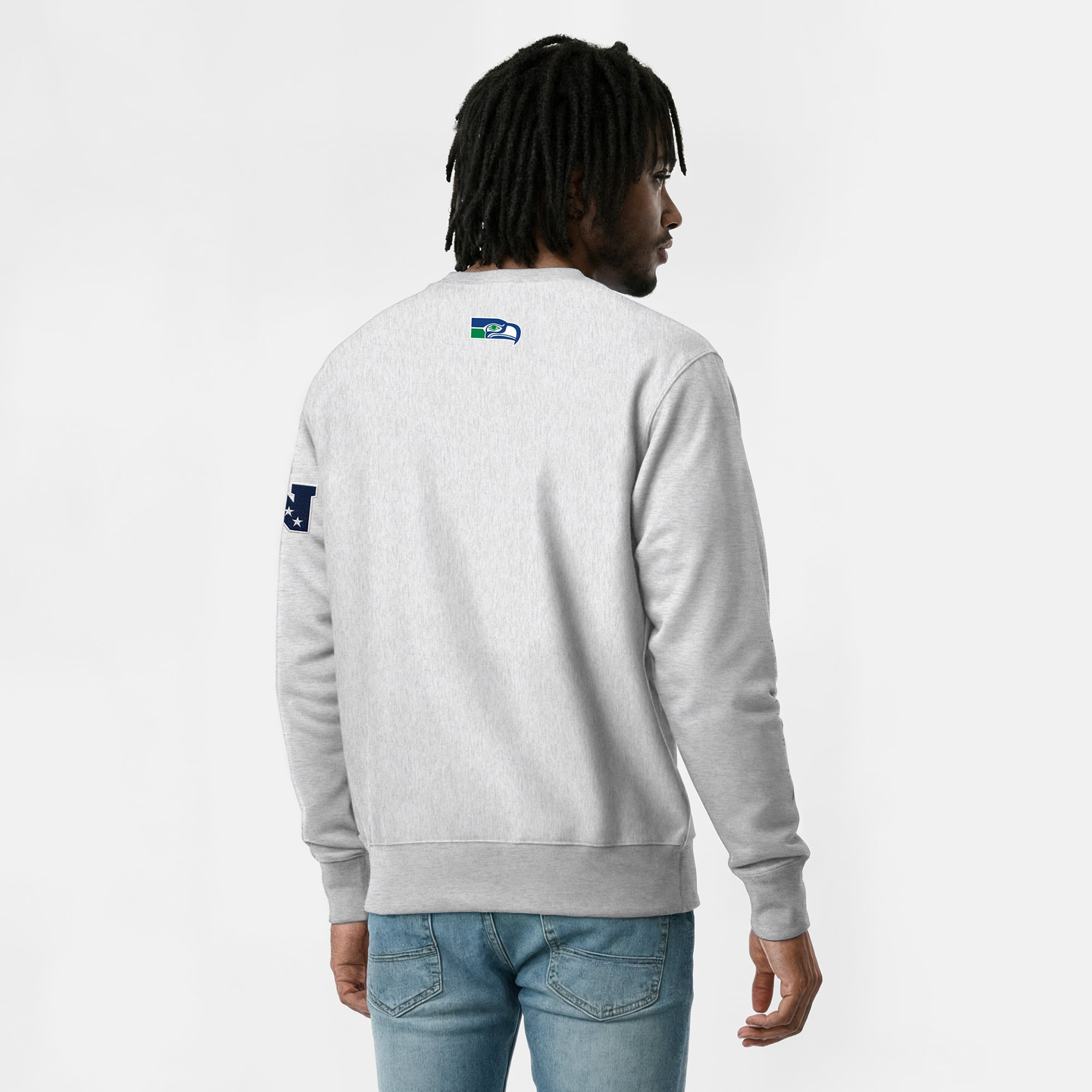 Sweat-shirt homme Disney x Champion gris chiné Seattle Seahawks Seagulls Reverse Weave