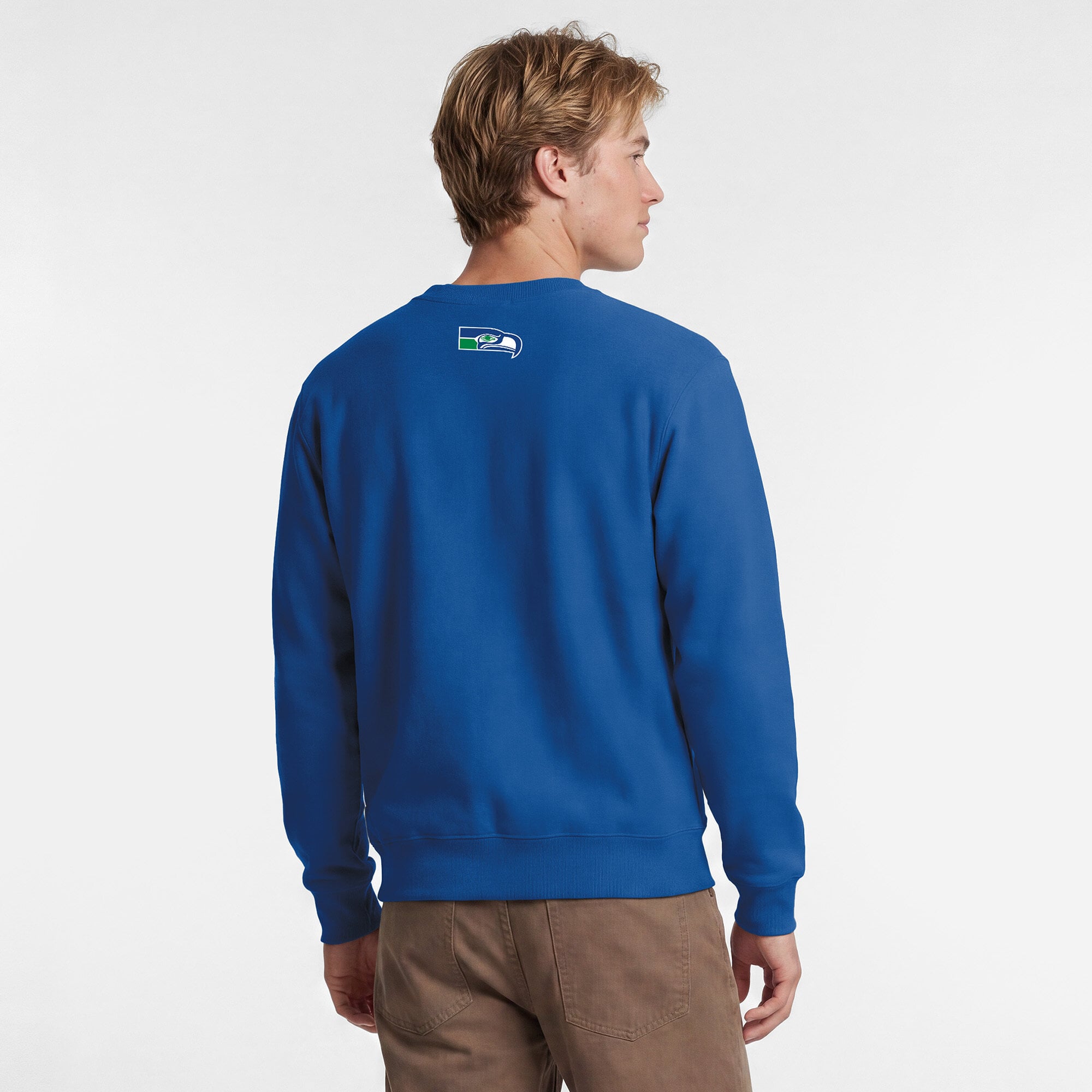 Men's Disney x Champion Royal Seattle Seahawks Seagulls Powerblend Sweatshirt