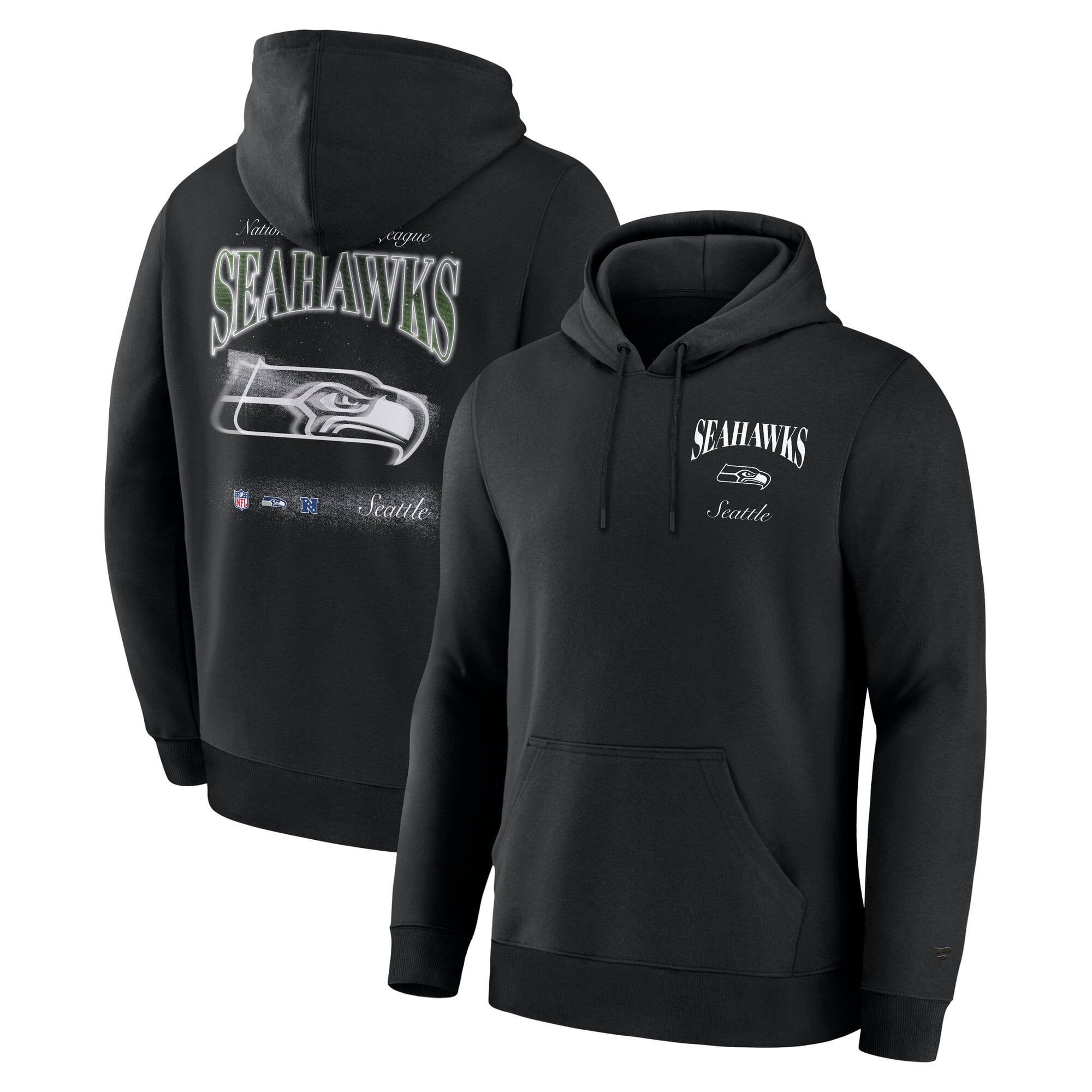 Men's Fanatics Black Seattle Seahawks Nightfall Long Sleeve Fleece Hoodie