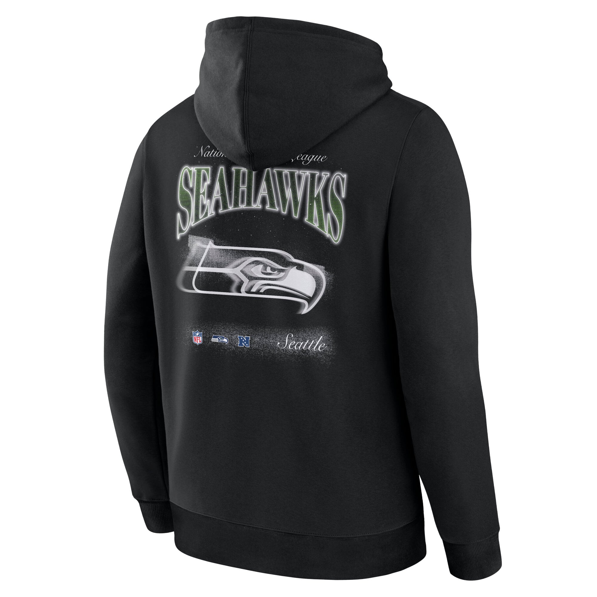 Men's Fanatics Black Seattle Seahawks Nightfall Long Sleeve Fleece Hoodie