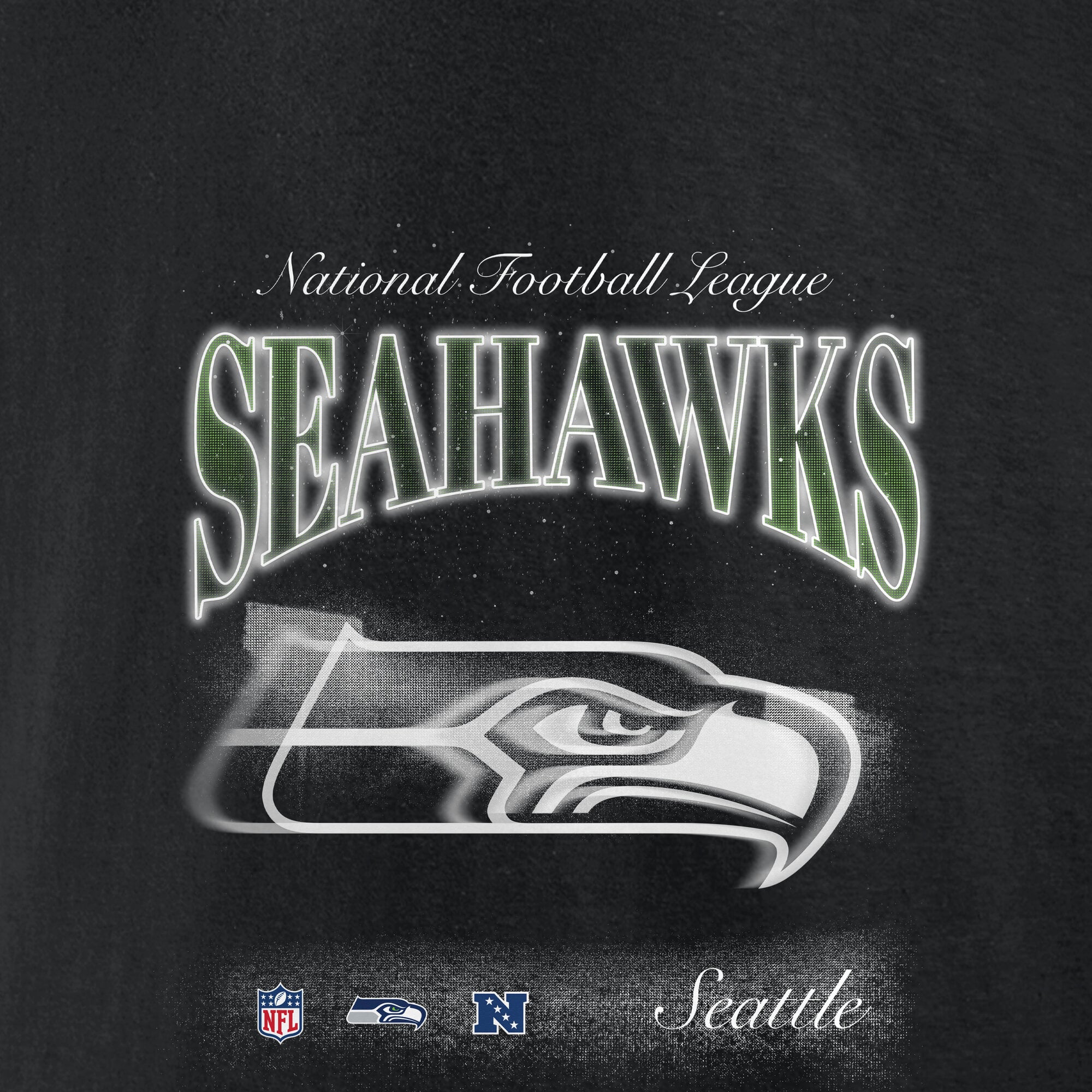 Men's Fanatics Black Seattle Seahawks Nightfall Long Sleeve Fleece Hoodie