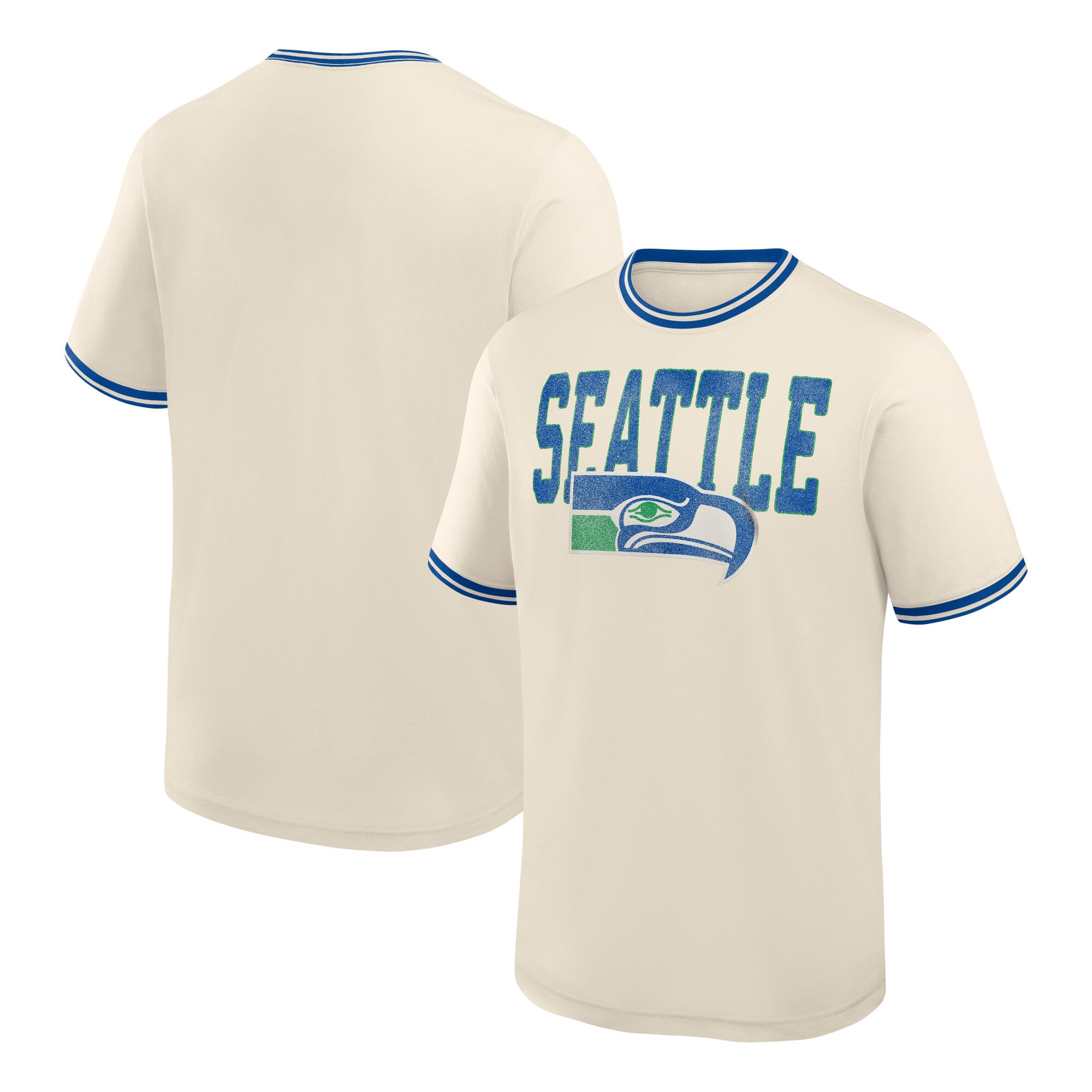 Men's Fanatics Cream Seattle Seahawks Time Honored Tradition Ringer Fashion Top