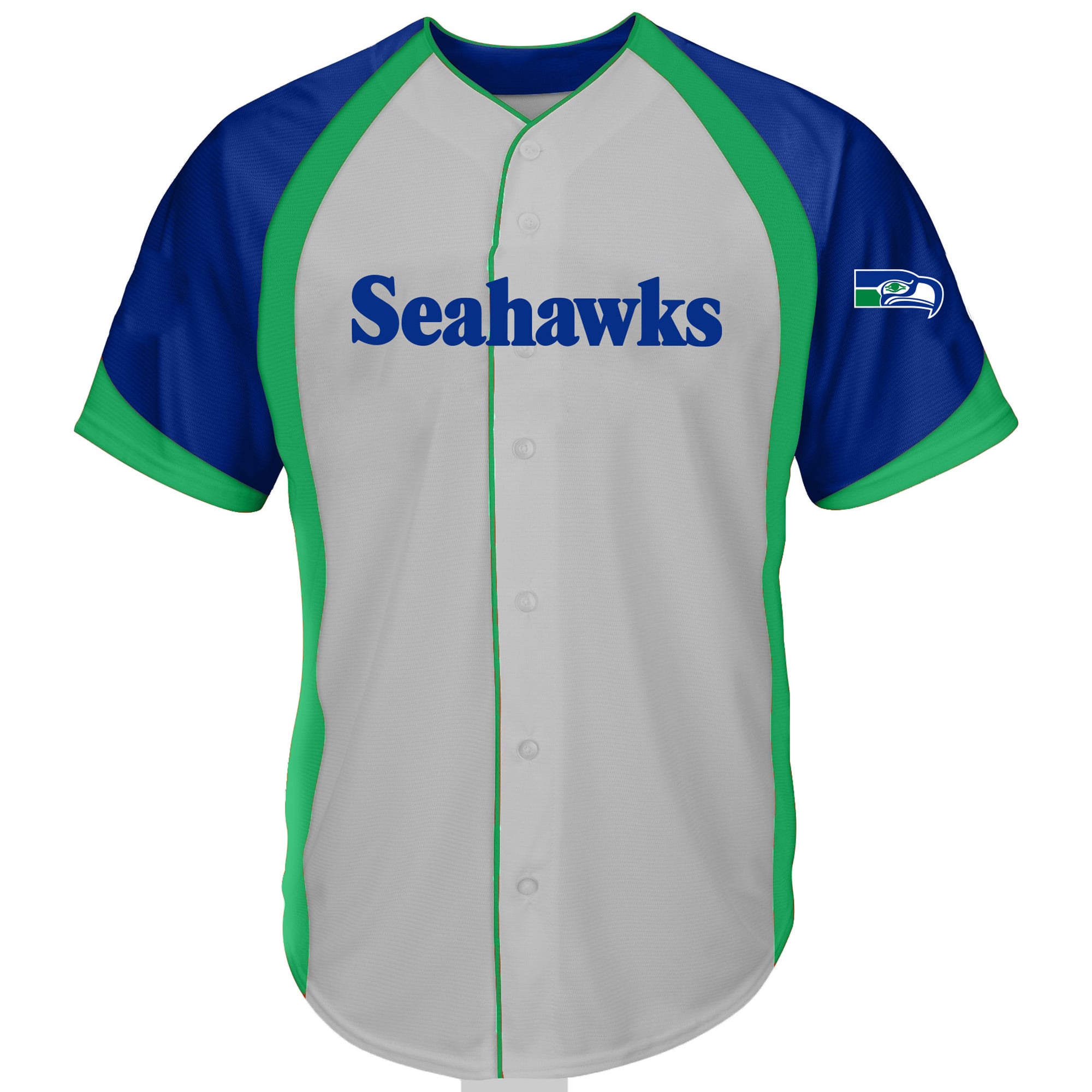 Men's Fanatics Gray Seattle Seahawks Big & Tall Button-Up Raglan Fashion Top