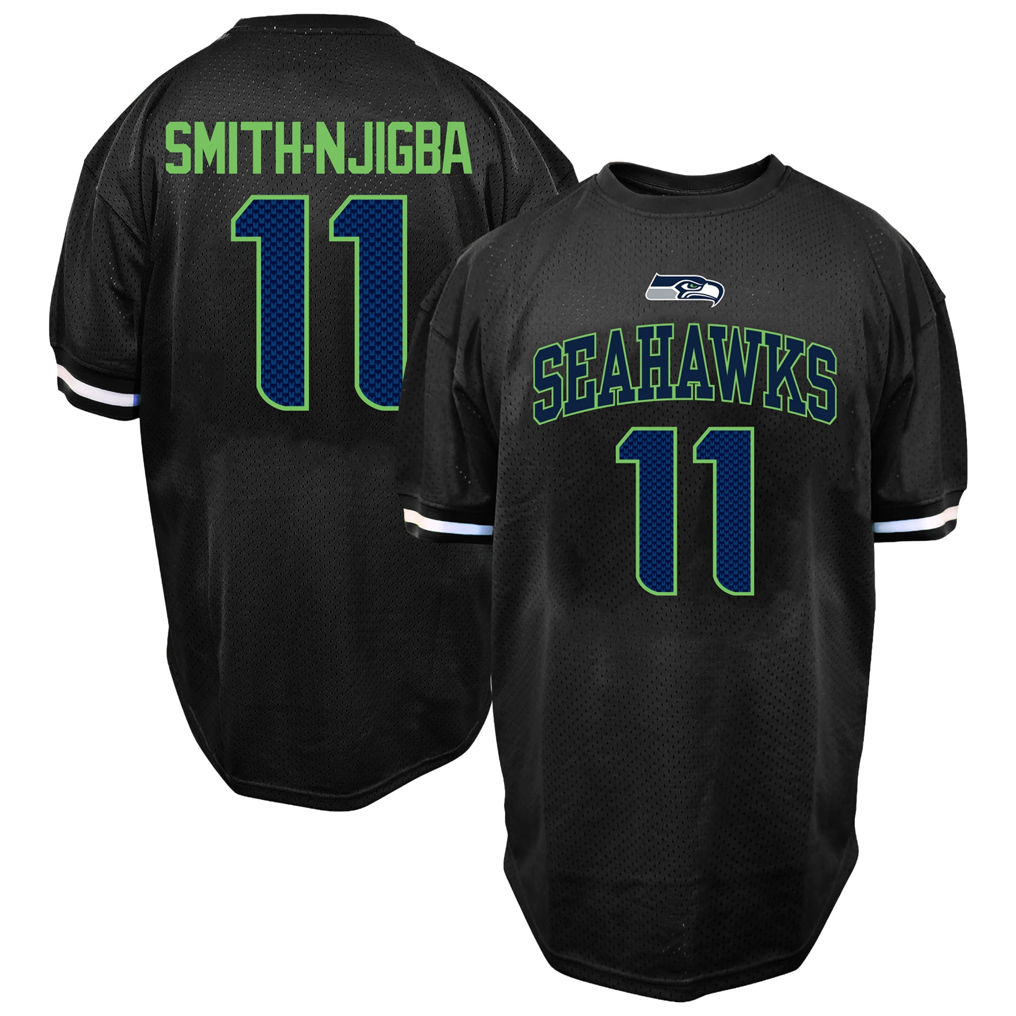 Men's Fanatics Jaxon Smith-Njigba Black Seattle Seahawks Big & Tall Mesh Name Number T-Shirt