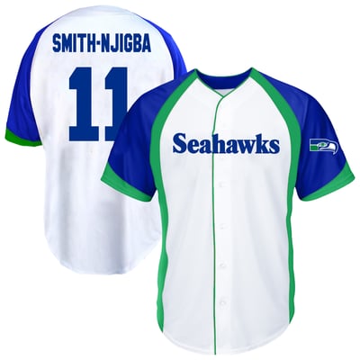 Jaxon Smith-Njigba Seattle Seahawks Fanatics Big & Tall Button-Up Baseball Jersey Top - White