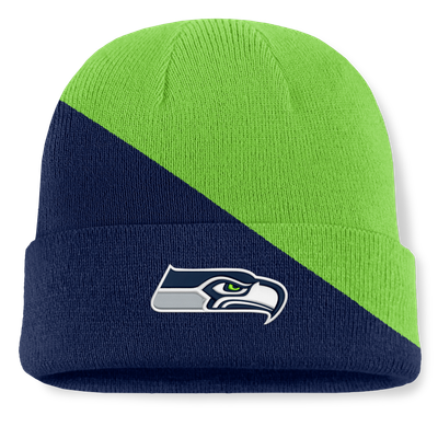 Seattle Seahawks Fanatics Tilt Cuffed Knit Hat - Neon Green/College Navy