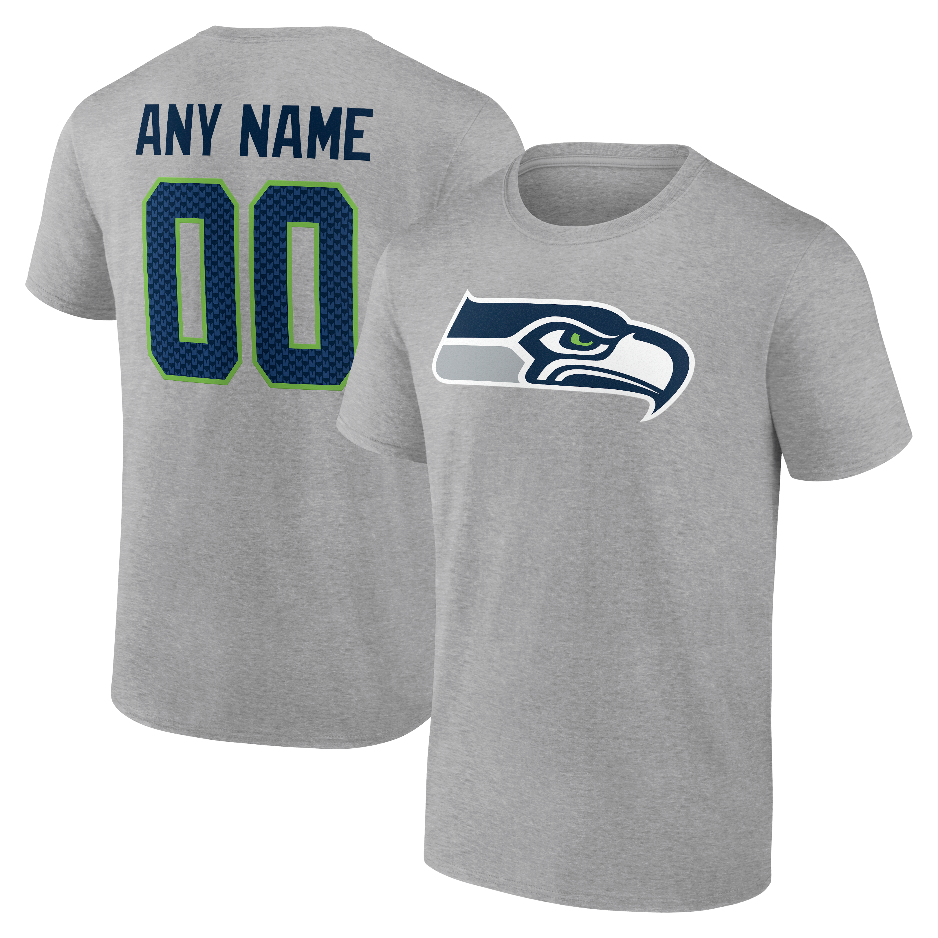 Men's Gray Seattle Seahawks Team Authentic Personalized Name & Number T-Shirt