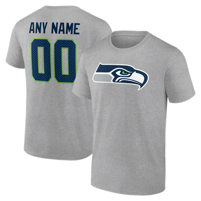 Seattle Seahawks Team Authentic Personalized Name & Number T-Shirt - Gray