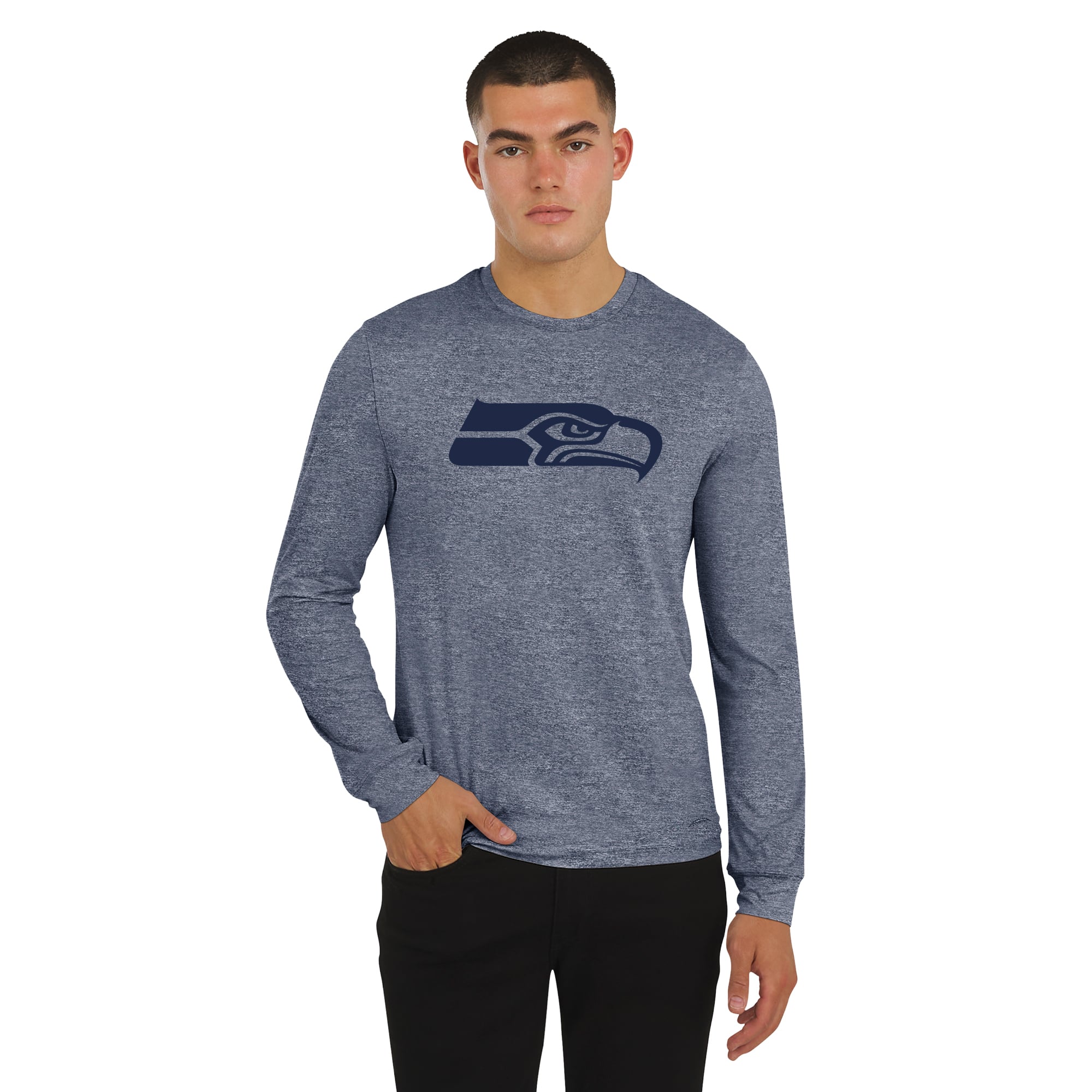T-shirt à manches longues pour homme J. Palmer College Navy Seattle Seahawks Four Down